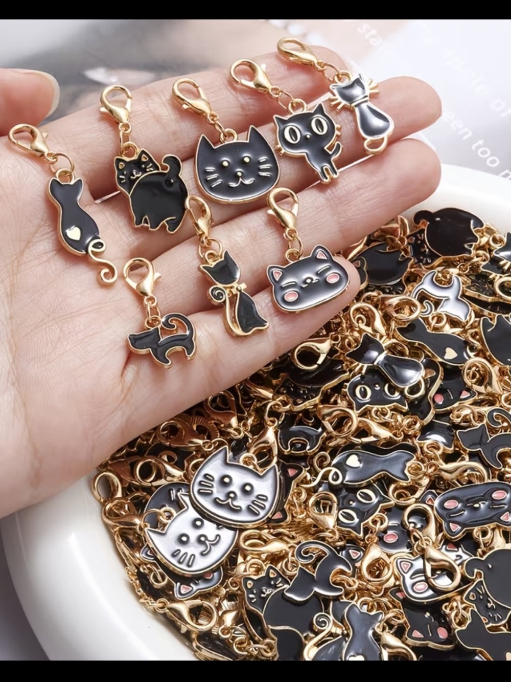 (5) RANDOM PULLS BLACK CAT bag zipper pulls
